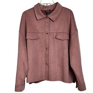 SOHO Apparel Ltd Mauve Pink Faux Suede Shacket Shirt Jacket XL (3041)